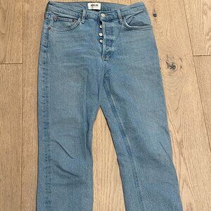 Agolde light wash cuffed jeans with button closure